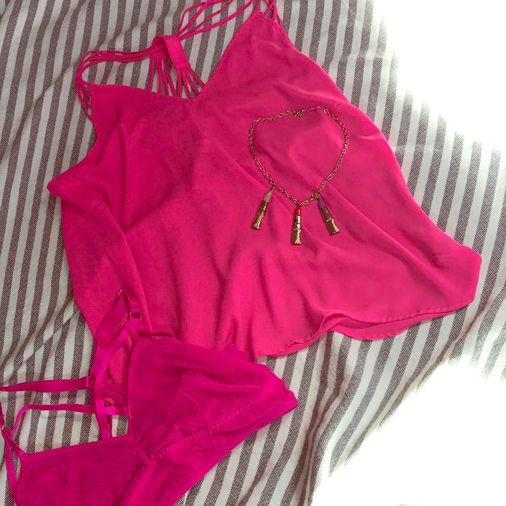 Strappy plus size hot pink tank